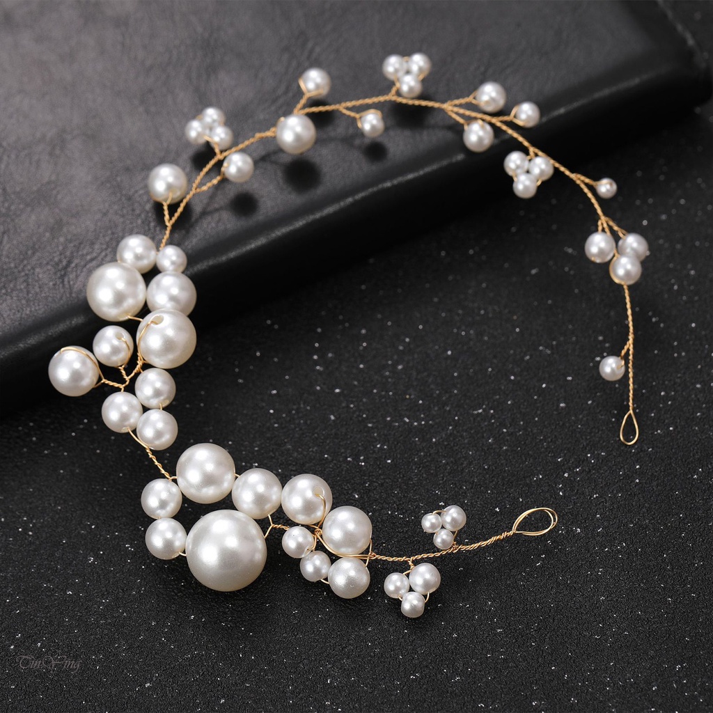 GETNOIVAS Dây Cài Tóc Mềm Mại Đính Ngọc Trai Handmade Dành Cho Cô Dâu