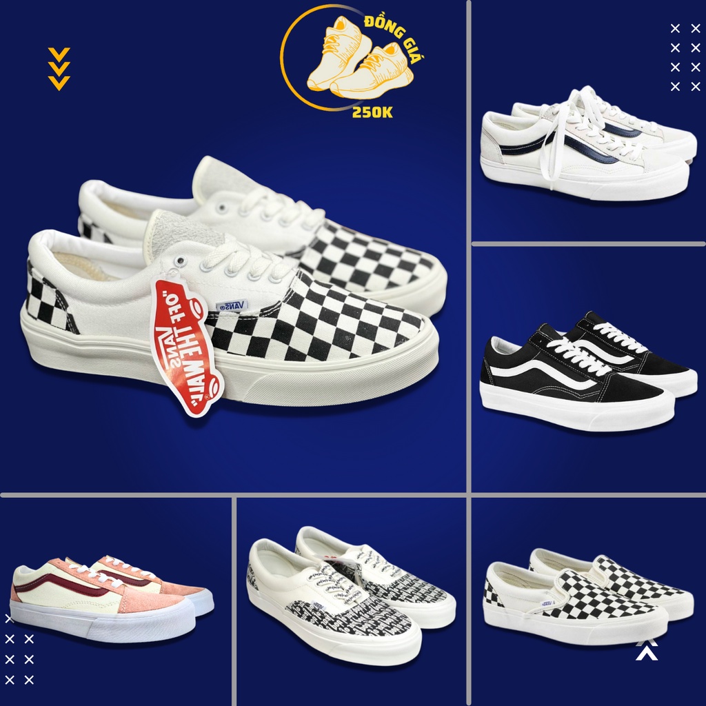 Giày thể thao Vans vault old skool nam nữ Full Box, Giày Vans Fog, Vans caro canvas đủ màu đen, trắng full sz nam nữ
