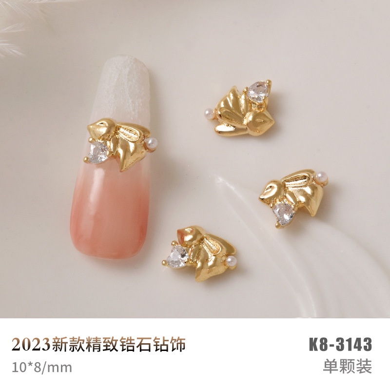 Charm thỏ đính đá trang trí móng dễ thương, phụ kiện nail