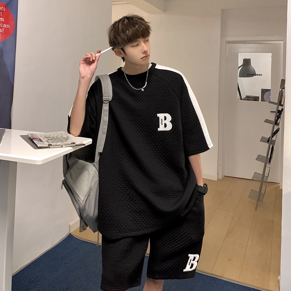 Set Áo Thun Ngắn Tay Và Quần Short Phong Cách Đường Phố Thời Trang Mùa Hè Mới Cho Nam