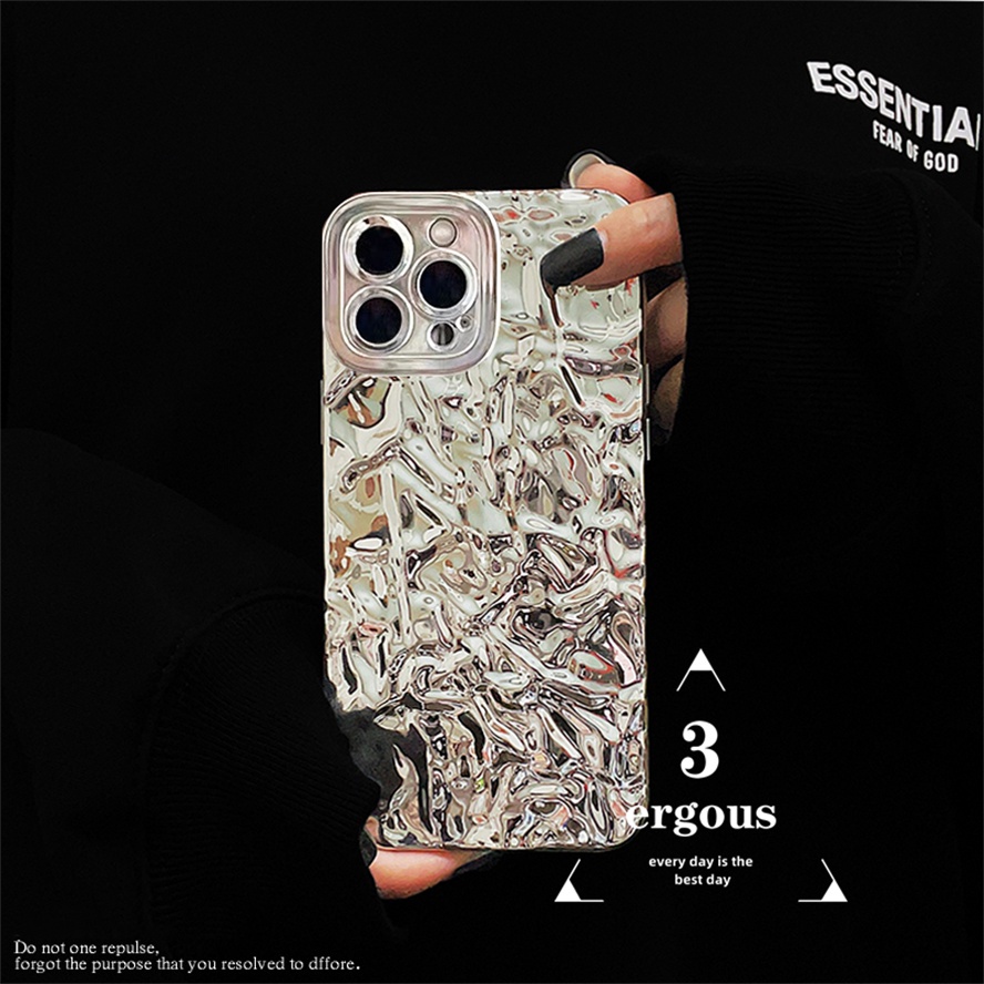 Ốp Điện Thoại Màu Bạc Họa Tiết Sang Trọng Chống Sốc Cho IPhone 14 13 12 11 Pro Max SE2020 X XR Xs Max 7 8 6 6s Plus