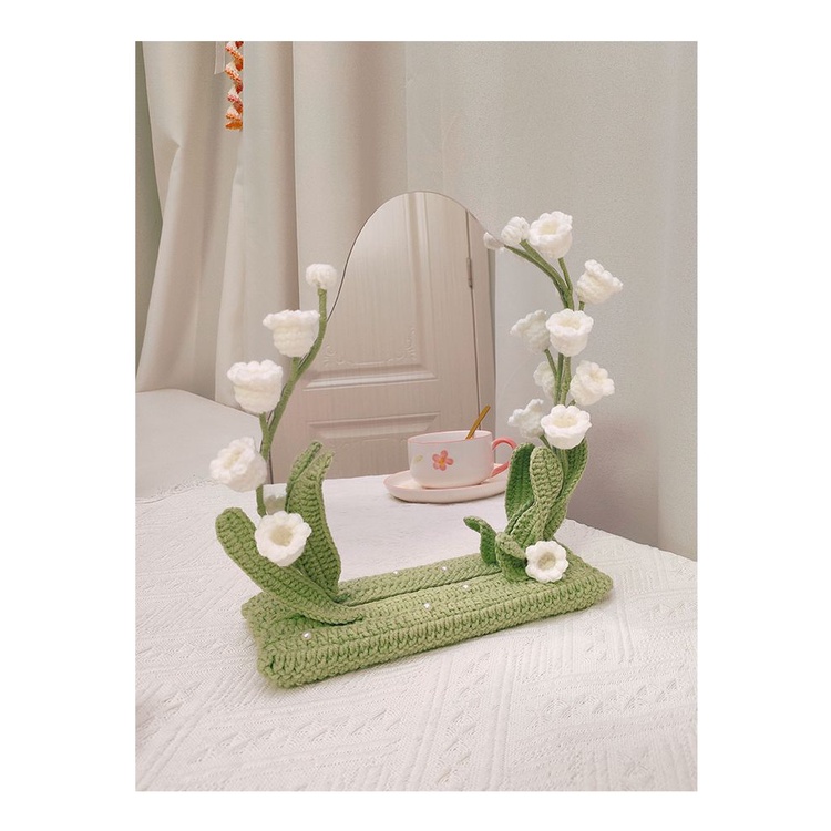 Hoa Tulip Đan Len Thủ Công Để Bàn Trang Trí Gương Trang Điểm Thung Lũng Nhỏ Để Bàn Làm Quà Tặng Bạn Gái AZ