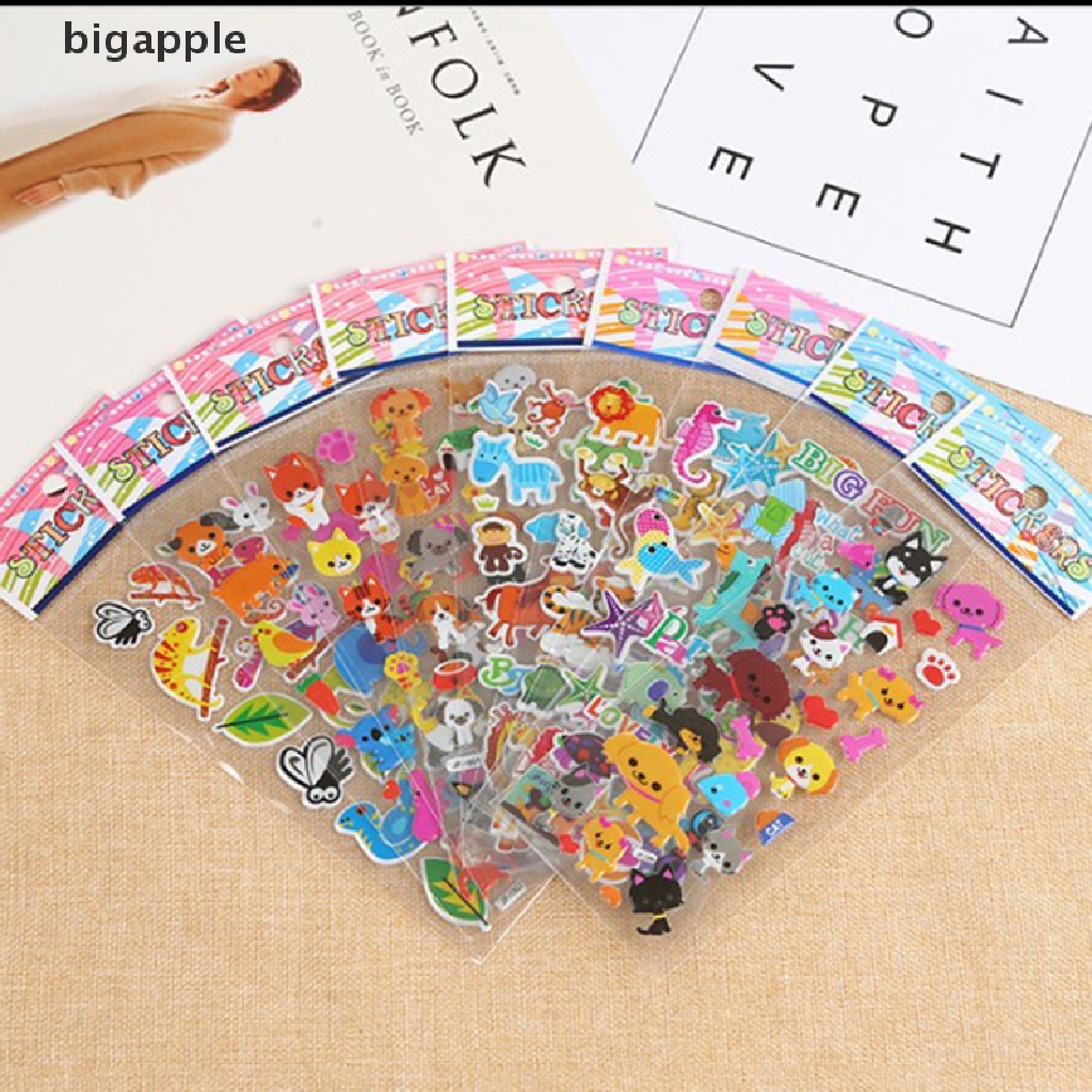 Set 10 Miếng Dán Họa Tiết Hoạt Hình 3D Trang Trí Sổ Tay Cho Bé Trai