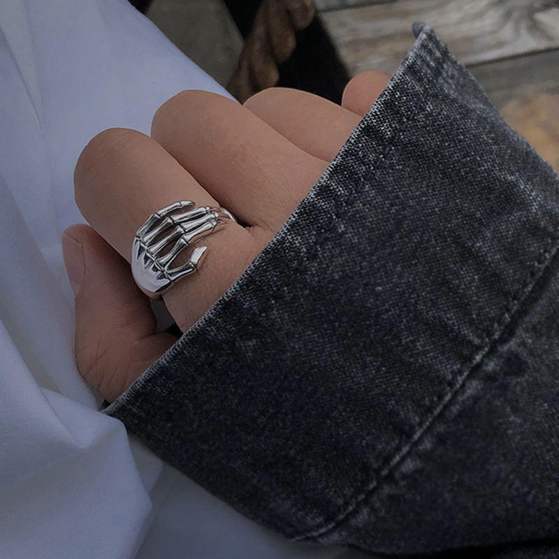 Nhẫn Thiết Kế Hình Đầu Lâu Phong Cách Retro Hiphop Cá Tính