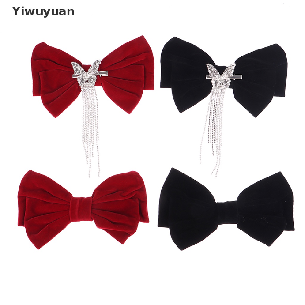 < Yiwuyuan > Trâm Cài Tóc Nơ Nhung Đính Đá Phối Tua Rua Kiểu Hàn Quốc Thủ Công Cho Bé Gái Giảm Giá