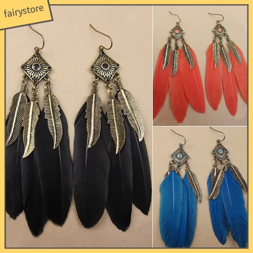 Bông Tai Lông Vũ Phong CáCh Vintage 4 CáI