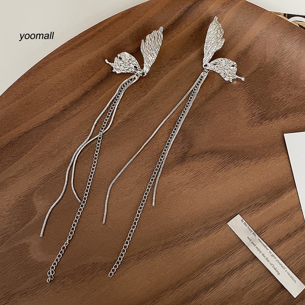 1 Đôi Bông Tai Dáng Dài Hình Bướm Đính Đá Thời Trang Công Sở