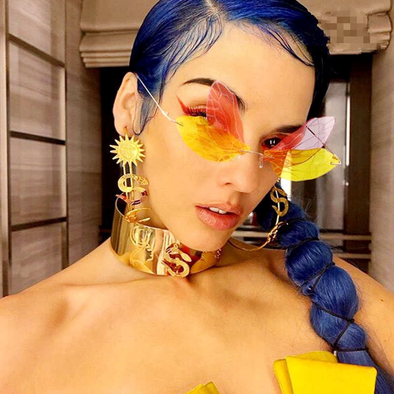 Kính Mát Dây Xích Hình Đôi Cánh Phong Cách Âu Mỹ Thời Trang Đi Biển Cho Nữ