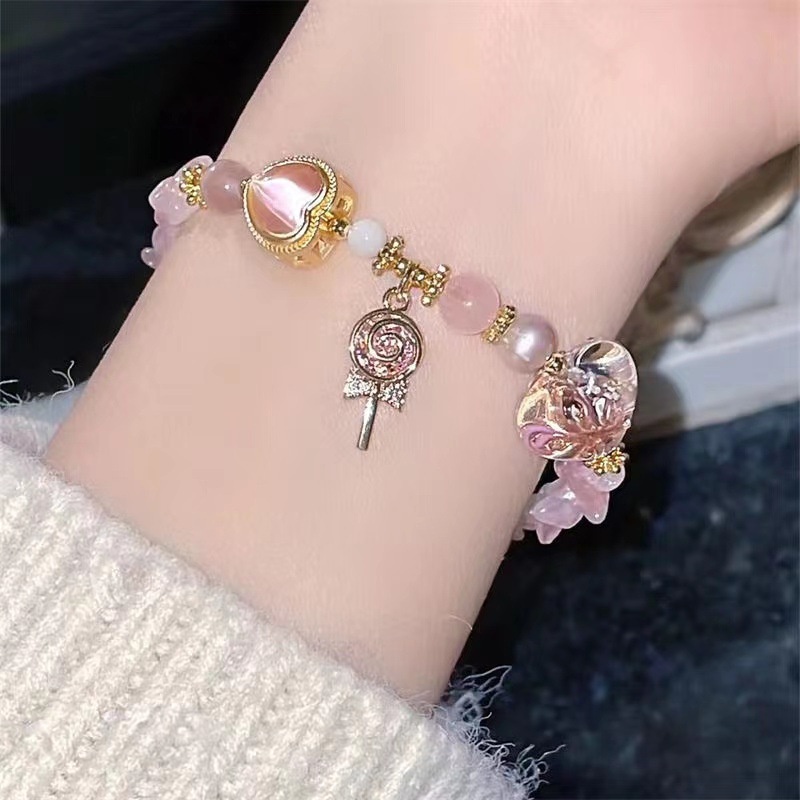 Vòng Tay Hợp Kim Hình Kẹo Mút Trái Tim Sáng Tạo Cho