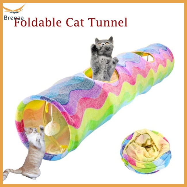 Đường Hầm Dài Thẳng Bằng Lông Nhung Chống Trầy Xước Có Thể Gập Lại Cho Mèo