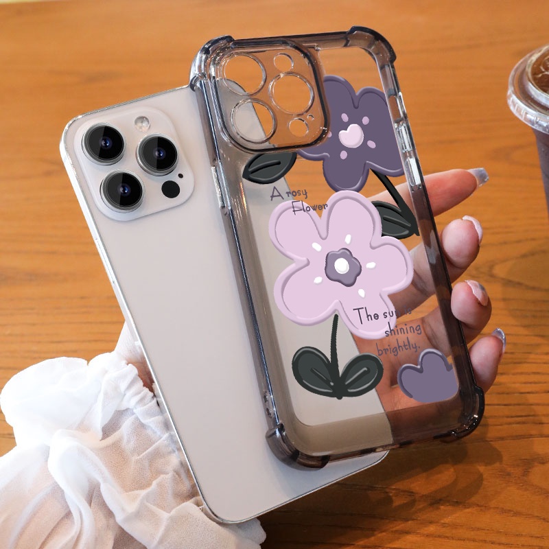 Ốp Điện Thoại TPU Mềm Trong Suốt Họa Tiết Hoa Độc Đáo Chống Sốc Cho IPhone 11 14 13 12 Pro XS Max X XR 7 + 8 6 6S Plus Sự Bảo Vệ