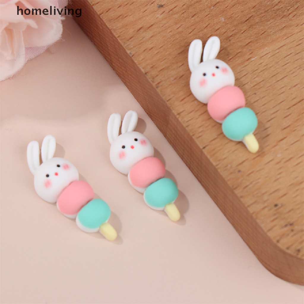 Set 3 Xiên Gỗ Hình Thỏ Nhiều Màu Sắc Trang Trí Nhà Búp Bê