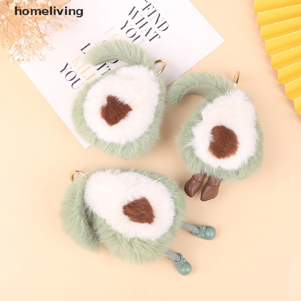 Móc Khóa Hình Quả Bơ Bằng Lông Chồn Mềm Mại Dễ Thương