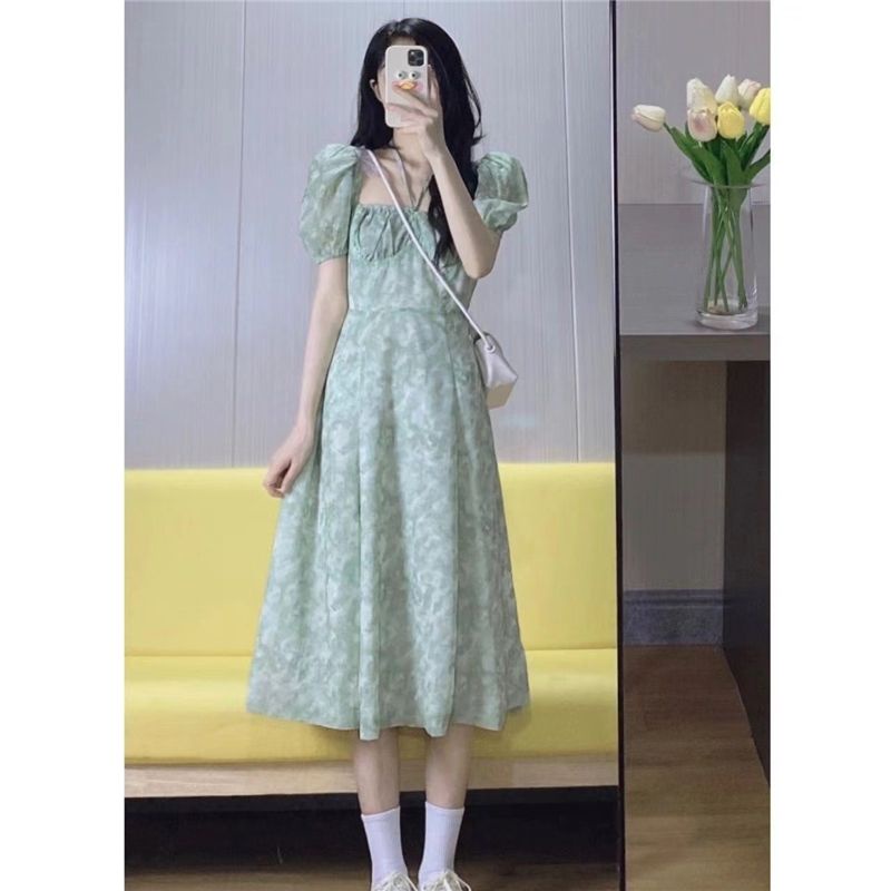 Đầm Hoa Trễ Vai Dáng Ôm Phong Cách Pháp Thời Trang Mùa Hè Xinh Xắn Cho Nữ