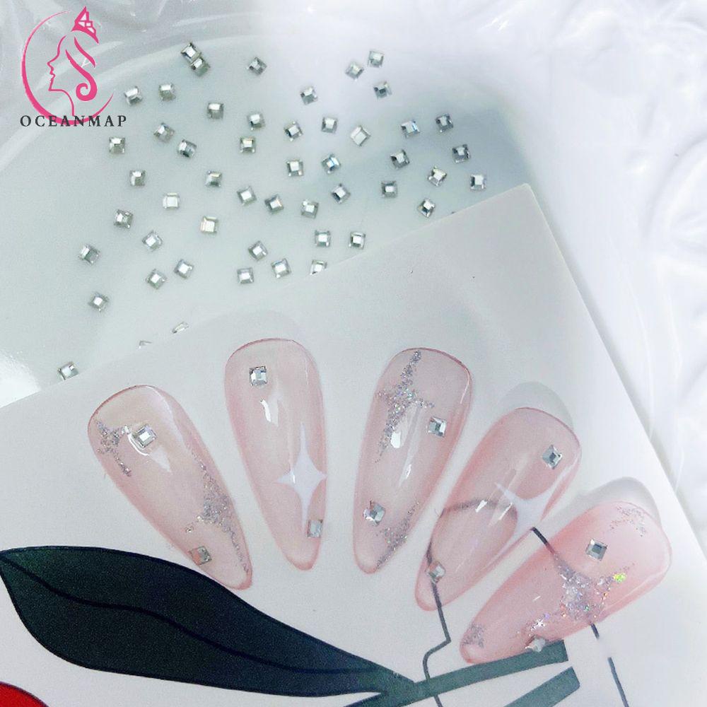 [Hàng mới về] Set 30 phụ kiện trang trí móng tay nghệ thuật hình vuông 3D lấp lánh