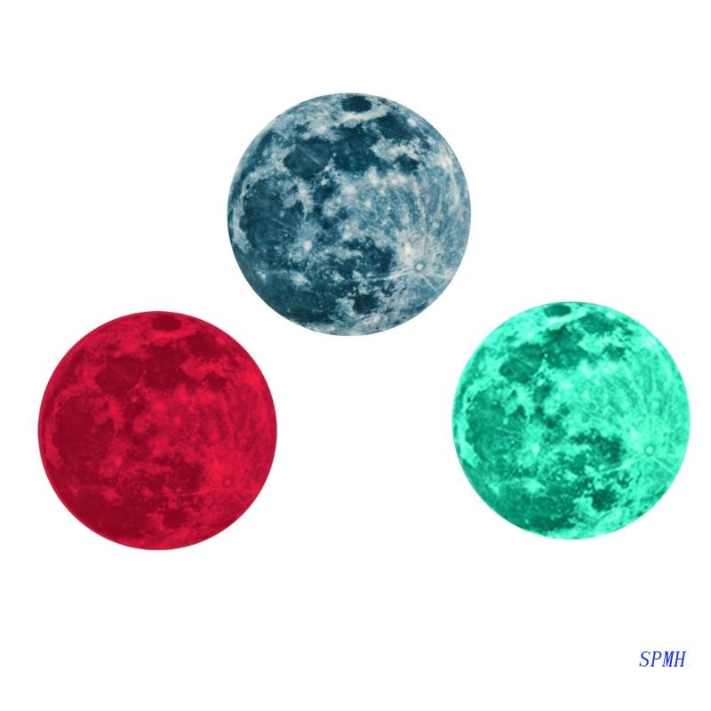 Miếng Dán Tường Trang Trí Hình Mặt Trăng Dạ Quang 3D Bằng PVC