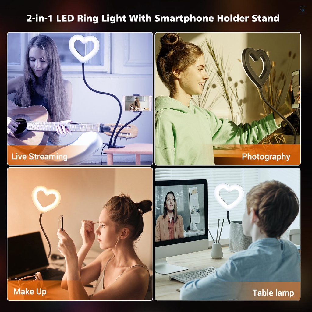 ANDOER Vòng Đèn LED 6-inch RGB 8W 3800K-6800K Độ Sáng Cao Có Thể Điều Chỉnh Độ Sáng Kèm Kẹp Giữ Điện Thoại