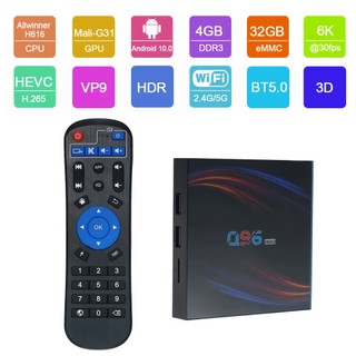 Điều khiển từ xa swo0 cho tv box android 10.0 h616 quadcore uhd 4k 6k h.265 vp9 2.4g & 5g wifi bt5.0 100m q96hro