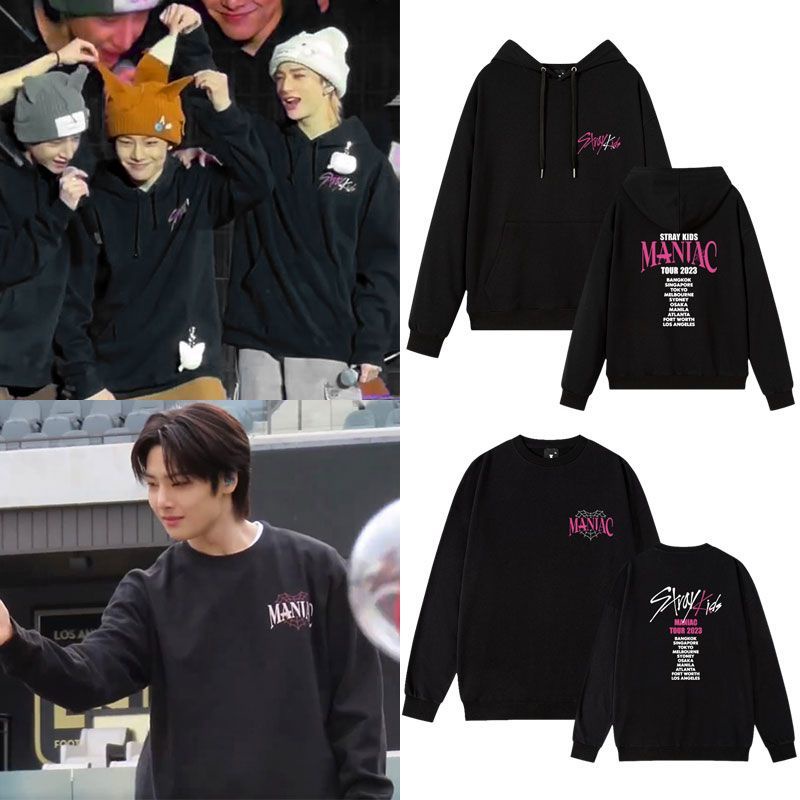 Áo Hoodie Dáng Rộng KPOP Stray Kids 2nd World Tour MANIAC Atlanta Plus Size Felix Bang Chan Lee Min Ho Phong Cách Harajuku Thời Trang Đường Phố Cho Nam Và Nữ