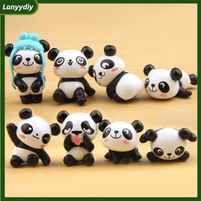 Set 8 Mô Hình Gấu Trúc Chống Thấm Nước Dùng Trang Trí Tiểu Cảnh / Sân Vườn Diy