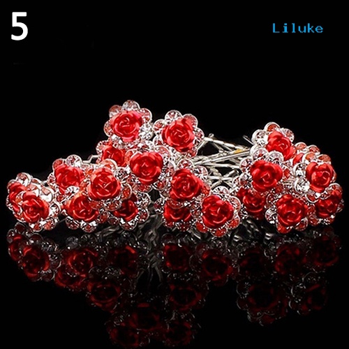 Bộ 5 Kẹp Tóc Hợp Kim Trang Trí Hoa Hồng Đính Đá Thời Trang Cho Nữ