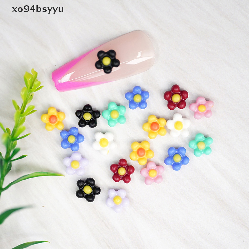 Set 50 Hoa Hướng Dương 3D Xo94Bsyu 7.5mm Nhiều Màu Sắc Dùng Trang Trí Móng Nghệ Thuật