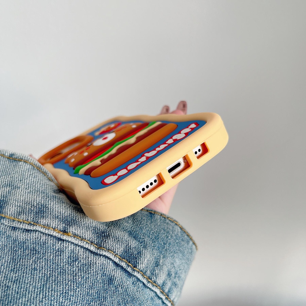 Ốp Điện Thoại tpu Dẻo Họa Tiết Hoạt Hình Gấu Hamburger 3D Dễ Thương Chống Rơi Cho iPhone 14 13 12 11 Pro MAX