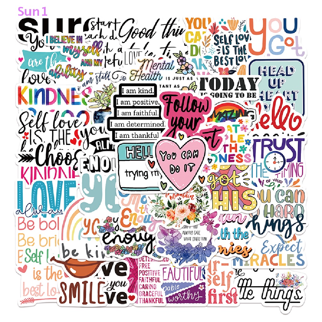 Sun1 > 52 Miếng Dán Đề Can In Câu Nói Truyền Cảm Hứng Bằng Tiếng Anh DIY Trang Trí Sổ Tay / Laptop / Phòng Học Cho Bé