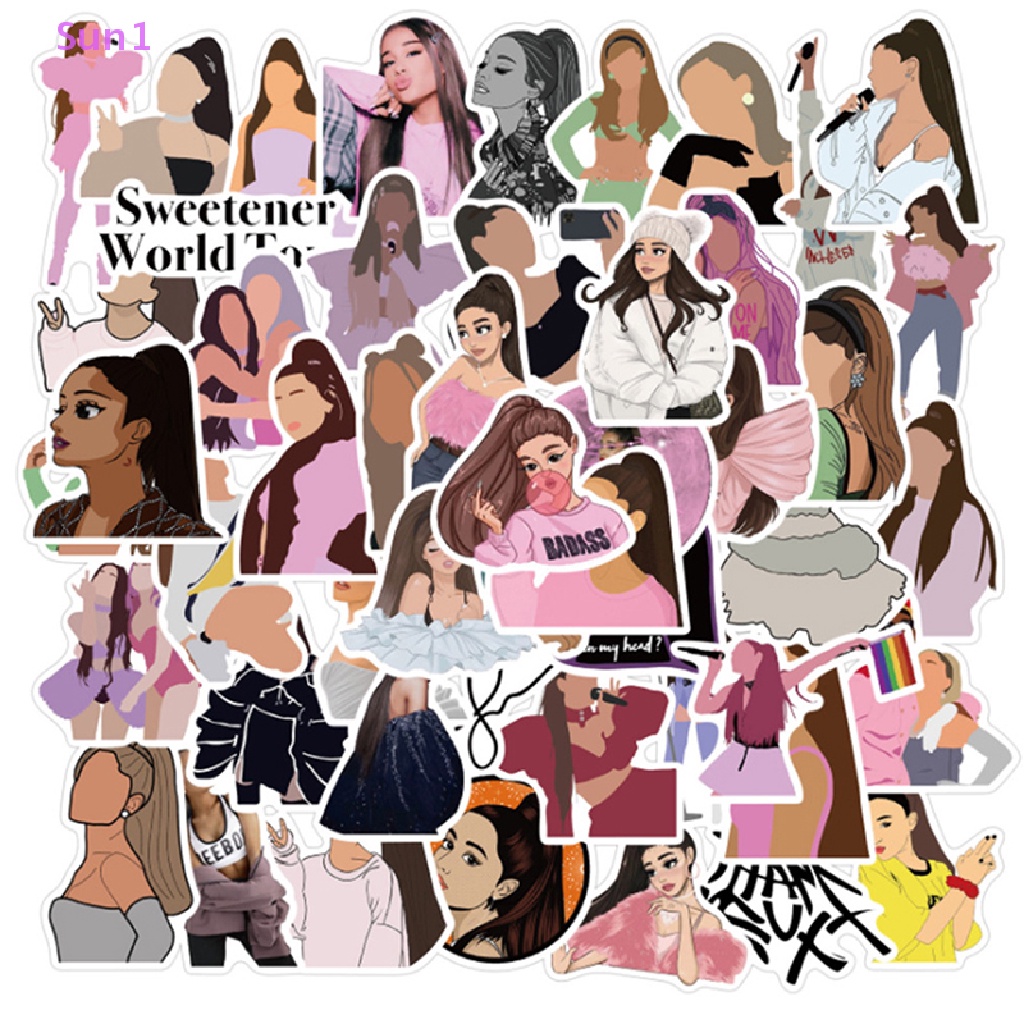Bộ 50 Miếng Dán Chống Thấm Nước Sun1 &gt; Ariana Grande Graffiti ers Trang Trí Vali Guitar