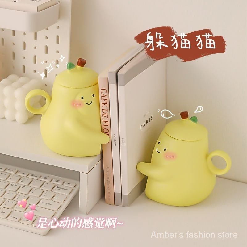 Cốc Sứ Uống Nước Hình Quả Lê Có Nhãn Dán Không Khung Làm Quà Tặng Sinh Nhật Bạn Gái