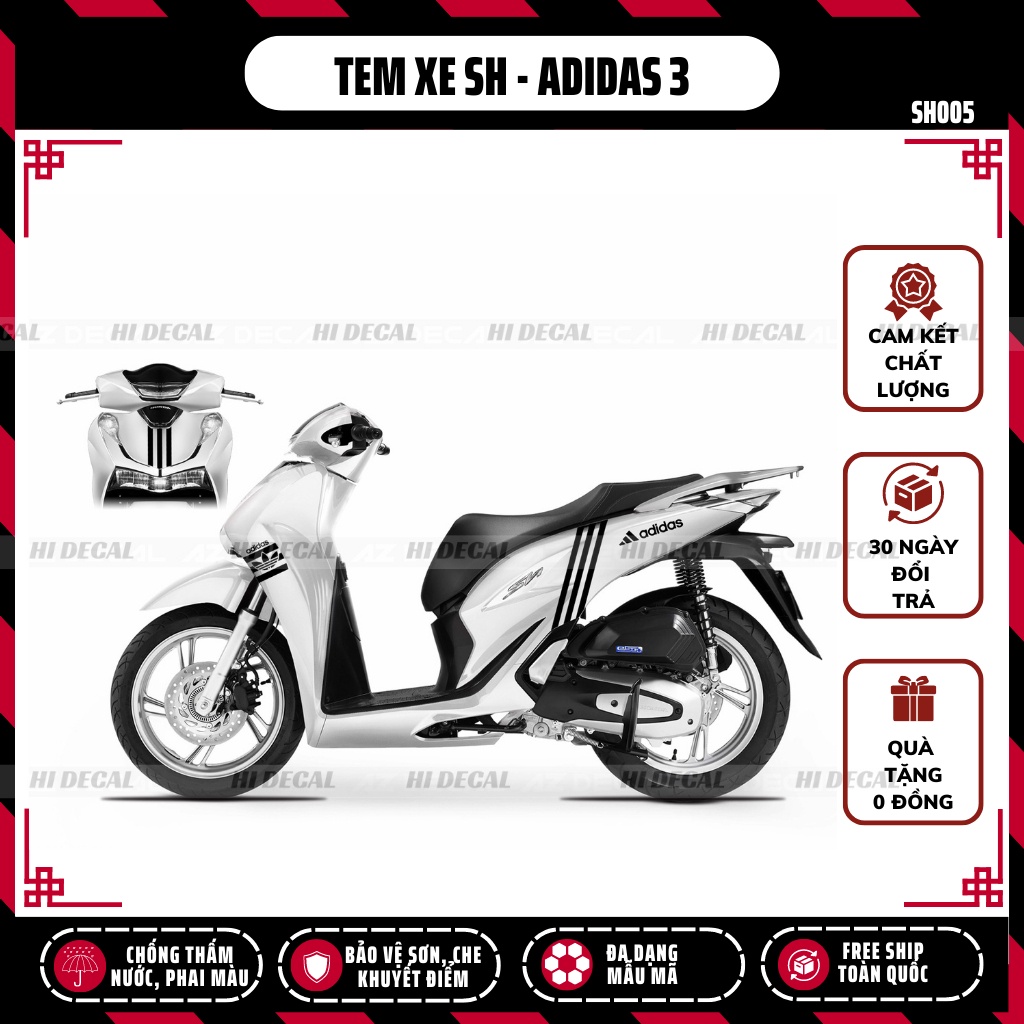 Tem dán xe SH phong cách Adidas-03 | SH005 | Decal cao cấp, tem rời SH 125i 150i, tem chống nước bền