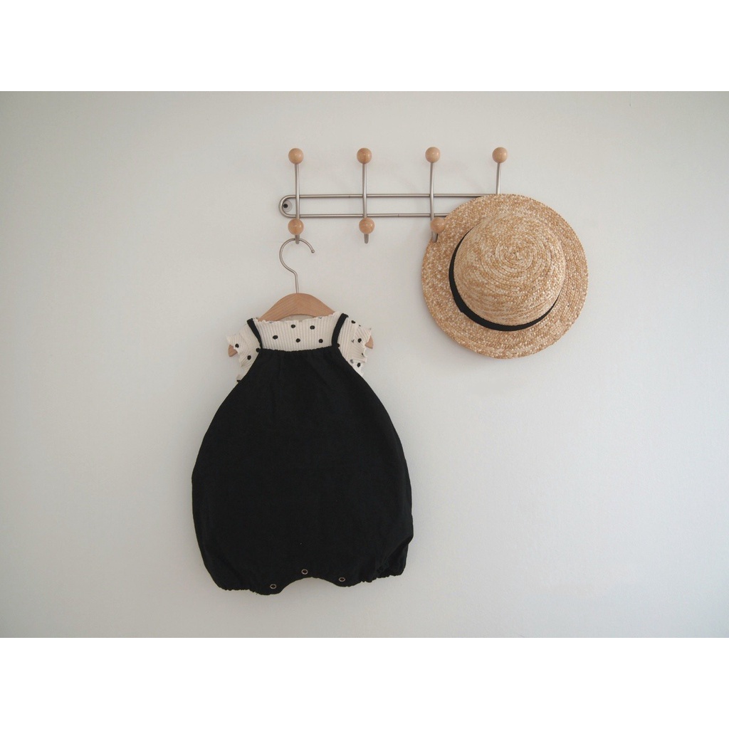 Áo Không Tay Chấm Bi + Băng Đô Nơ Thời Trang Mùa Hè Hàn Quốc Cho Bé Gái