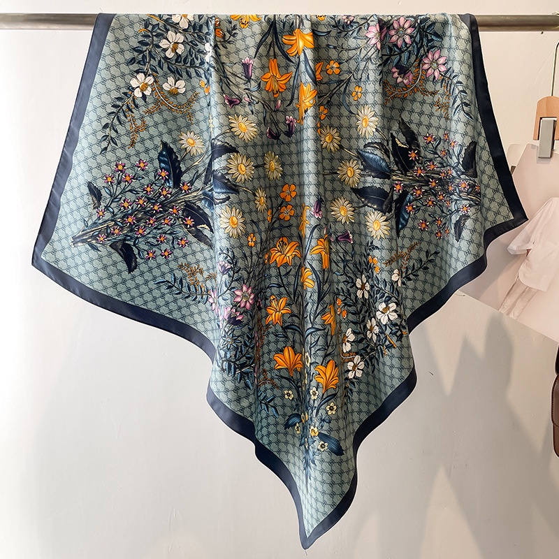 Khăn Choàng Cổ Lụa Vuông 90cm In Họa Tiết Độc Đáo Thời Trang Xuân Hè