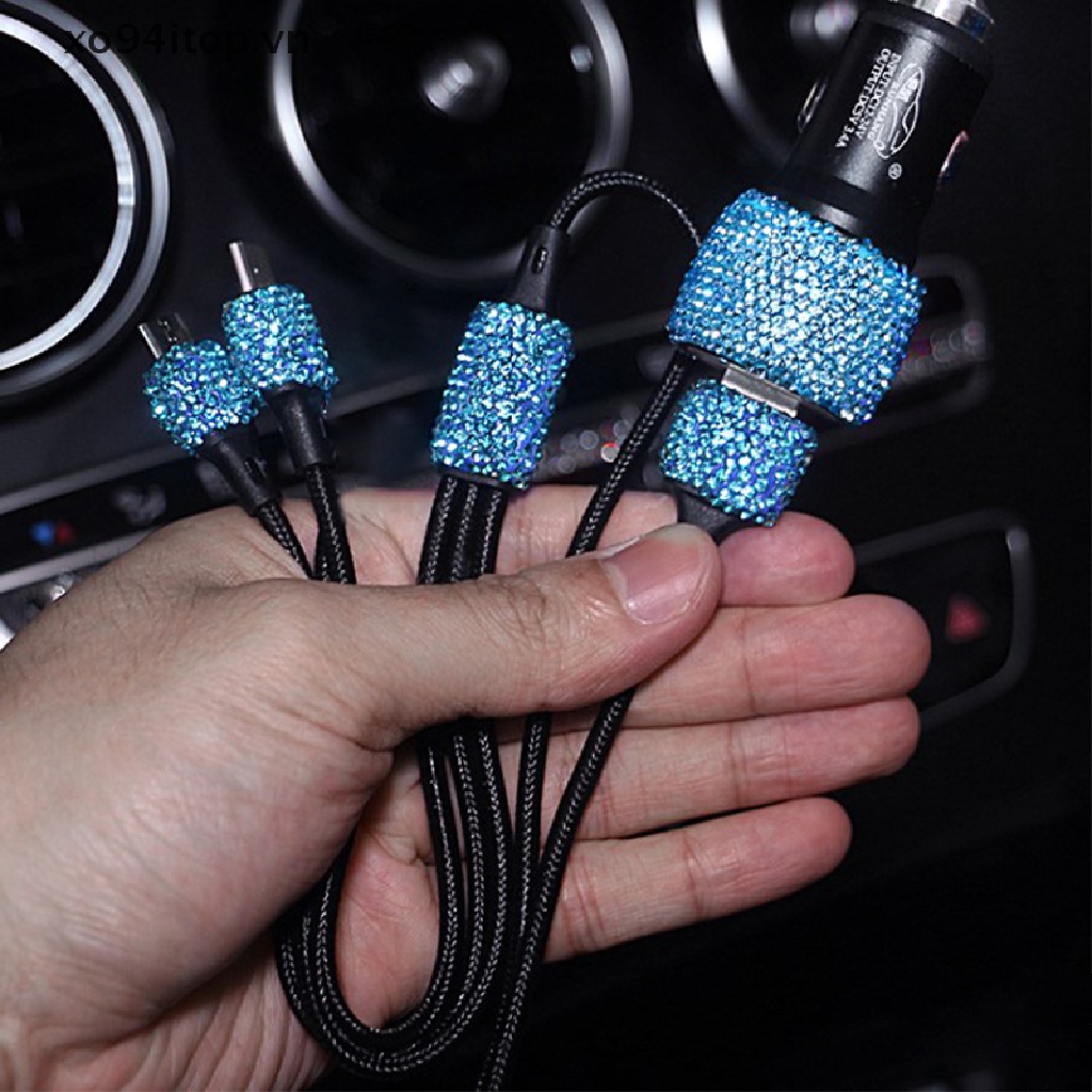 Sạc Điện Thoại USB Kép Gắn Xe Hơi Hình Viên Kim Cương