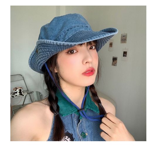 Nón Bucket Chất Liệu Denim Thiết Kế Đơn Giản Dễ Phối Đồ