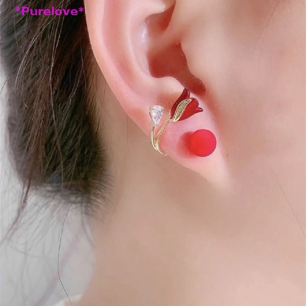 Bông Tai Hình Hoa Tulip Đính Ngọc Trai Nhân Tạo Phong Cách Hàn Quốc Thanh Lịch Cho Nữ Mới