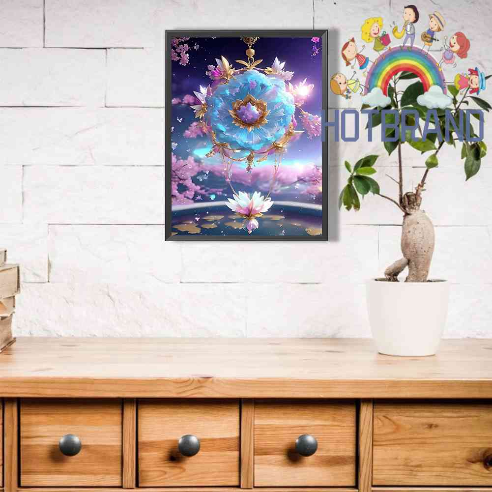 Tranh Đính Đá Kim Cương Toàn Bộ 5D DIY Hình Vẽ Hoa Chuông Gió Trang Trí Nhà Cửa