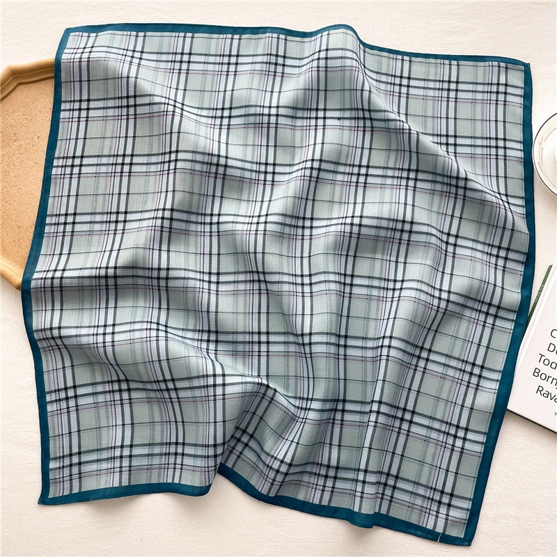 Khăn Choàng Cổ Hình Vuông 65cm Chất Liệu Cotton Lanh Họa Tiết Xương Cá Phong Cách Anh Quốc Cho Nữ