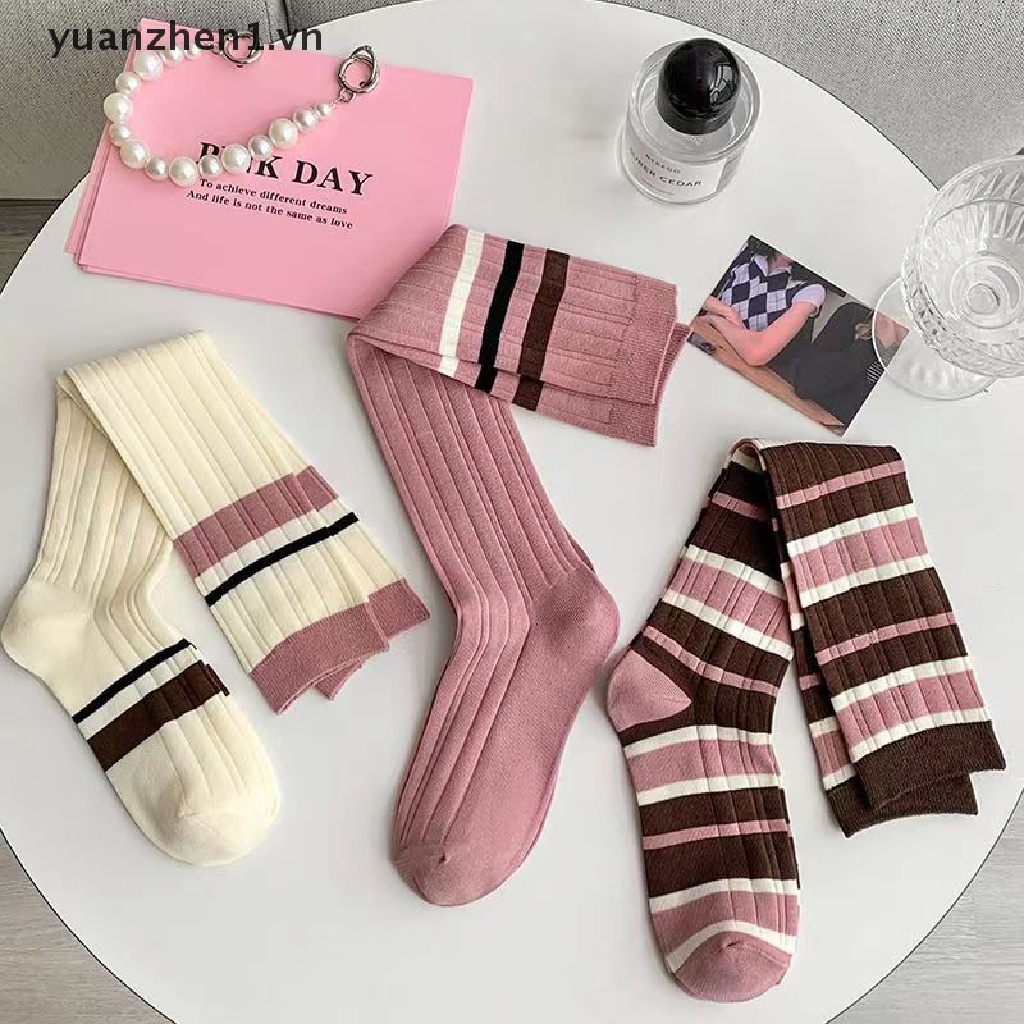 Vớ Dài Qua Gối Mỏng Thoáng Khí Thoải Mái Nhiều Màu Sắc Ngọt Ngào Cho Nữ
