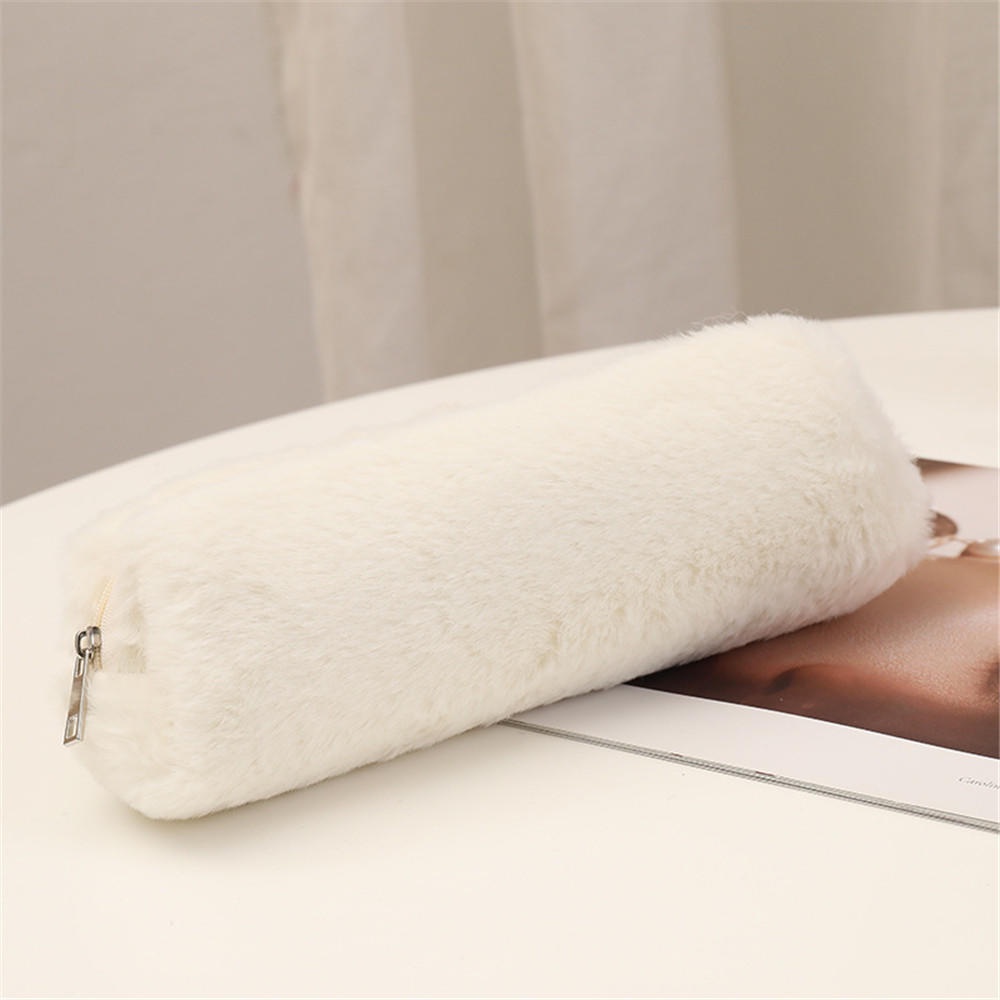 Túi Đựng Bút / Mỹ Phẩm / Tiền Xu Phối Lông Xù 4 Màu Dễ Thương Cho Bạn Gái