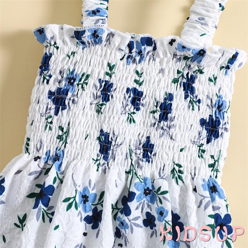Bộ Áo Liền Quần Không Tay In Hoa Xinh Xắn Cho Bé Gái 1 Tuổi