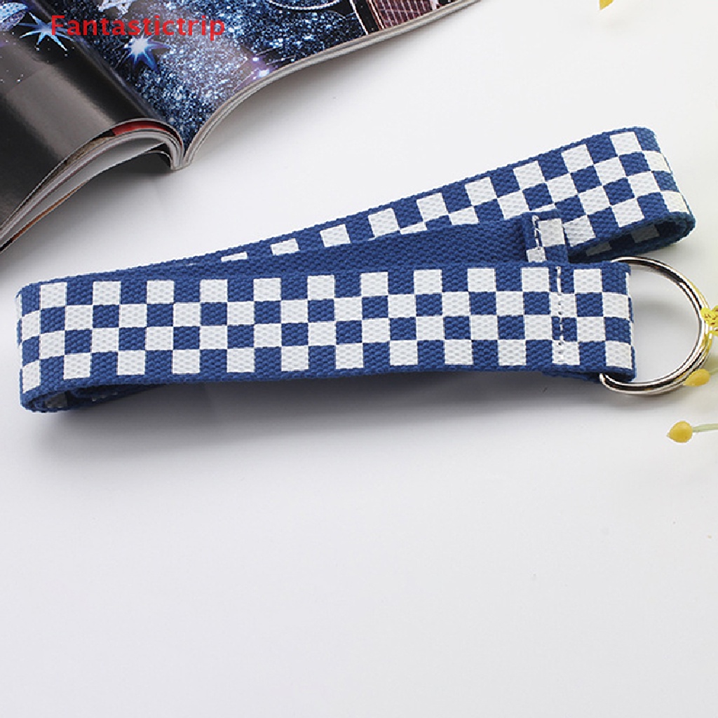 Thắt Lưng Vải Canvas Sọc Caro Phối Khoen Chữ D Thời Trang Đường Phố Mới