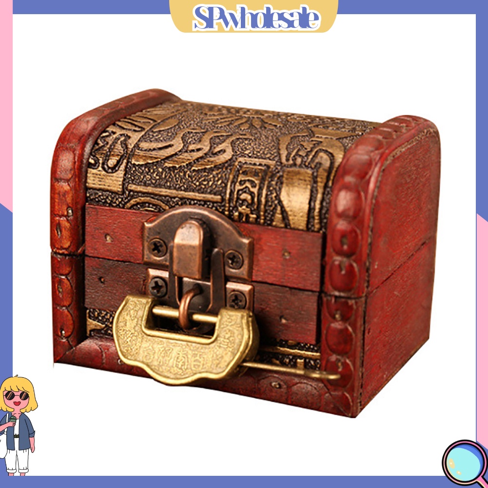 <SPwholesale> Hộp Đựng Trang Sức Khắc Họa Tiết Cổ Điển Có Khóa