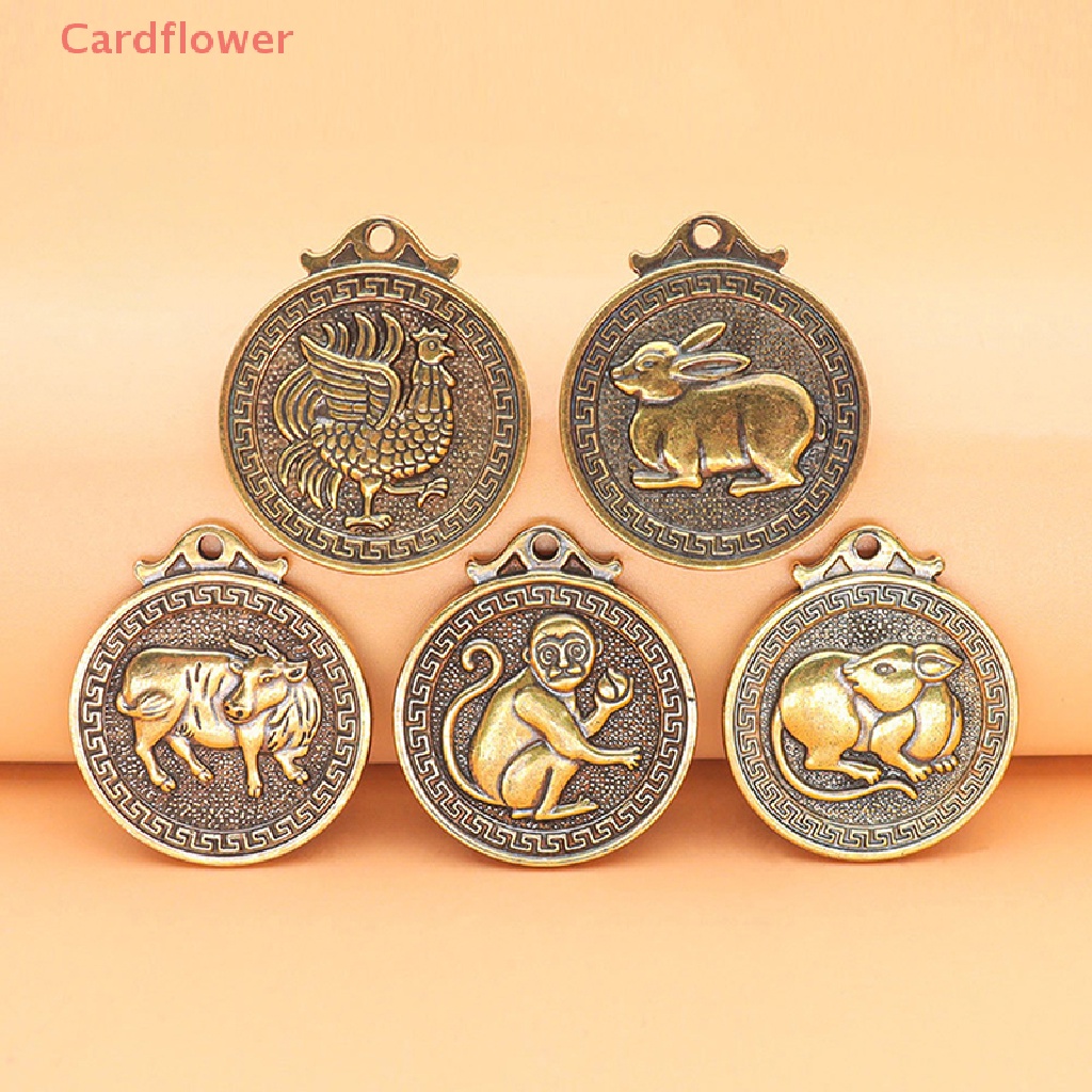< Cardflower > Móc Chìa Khóa Tròn May Mắn Bằng Đồng Cổ Điển Cầu Phúc Trang Trí Nhà Cửa Mới