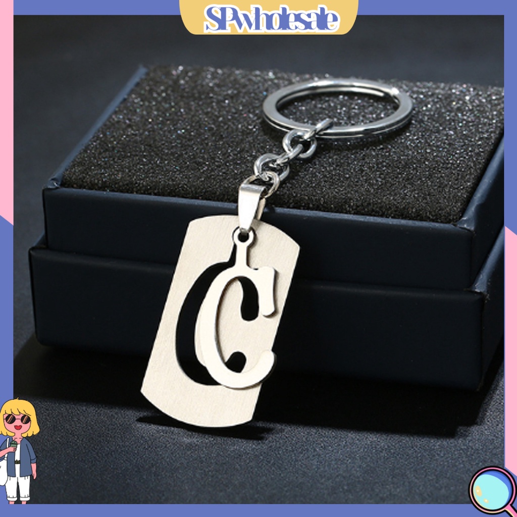 <SPwholesale> Móc Chìa Khóa Dạng Ví Bề Mặt Mịn Bằng Thép Không Gỉ Có Thể Tái Sử Dụng Đa Năng In Chữ Cái A-Z Cho Nam Và Nữ