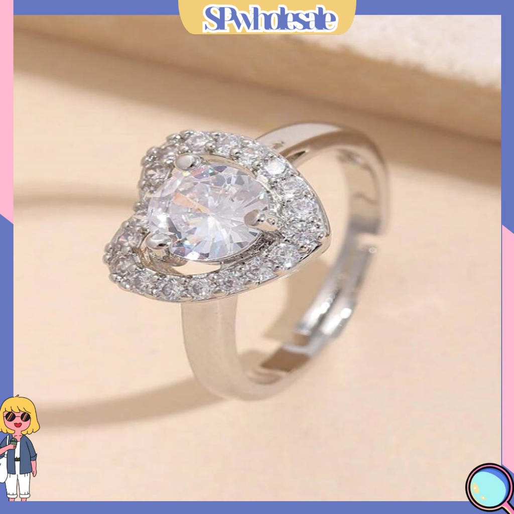 <SPwholesale> Nhẫn Khảm Đá Khối Trọng Lượng Nhẹ Nghệ Thuật Mặc Hàng Ngày Cho Nữ