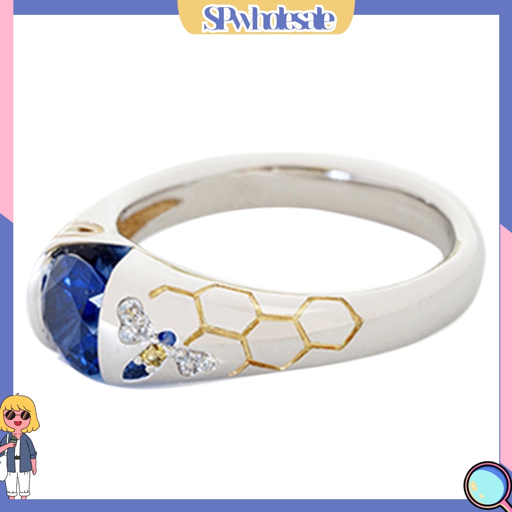 <SPwholesale> Nhẫn Đính Đá Sapphire Nhân Tạo Hình Bướm Cho Nữ