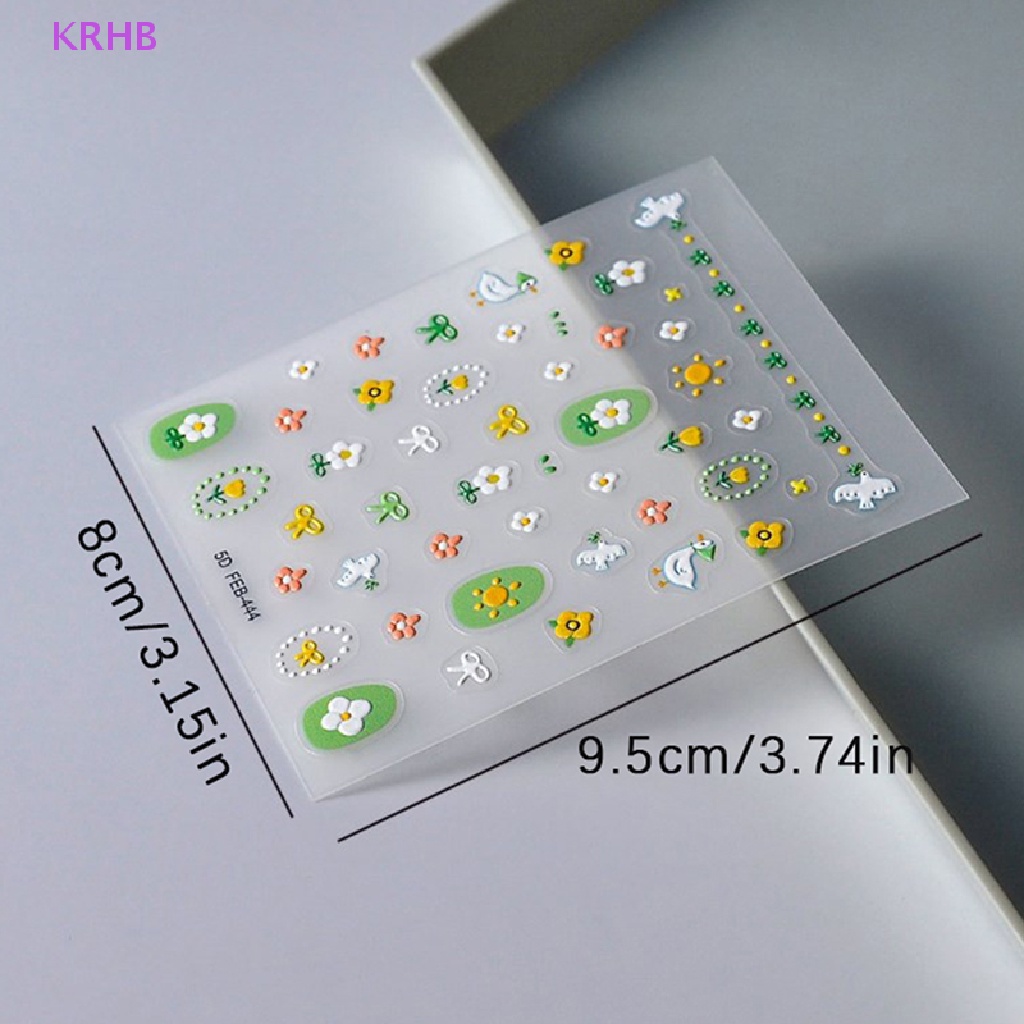 Miếng Dán Trang Trí Móng Tay Tự Dính Họa Tiết Hoa 5D Mới
