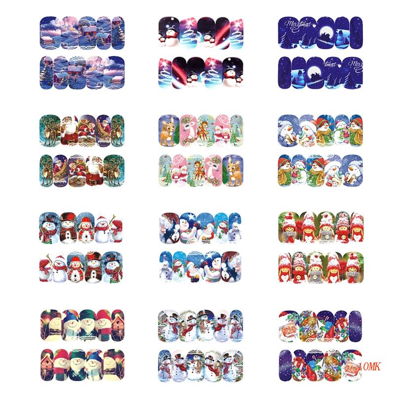 Miếng Dán Trang Trí Móng Tay Tự Dính Họa Tiết Người Tuyết Dễ Thương