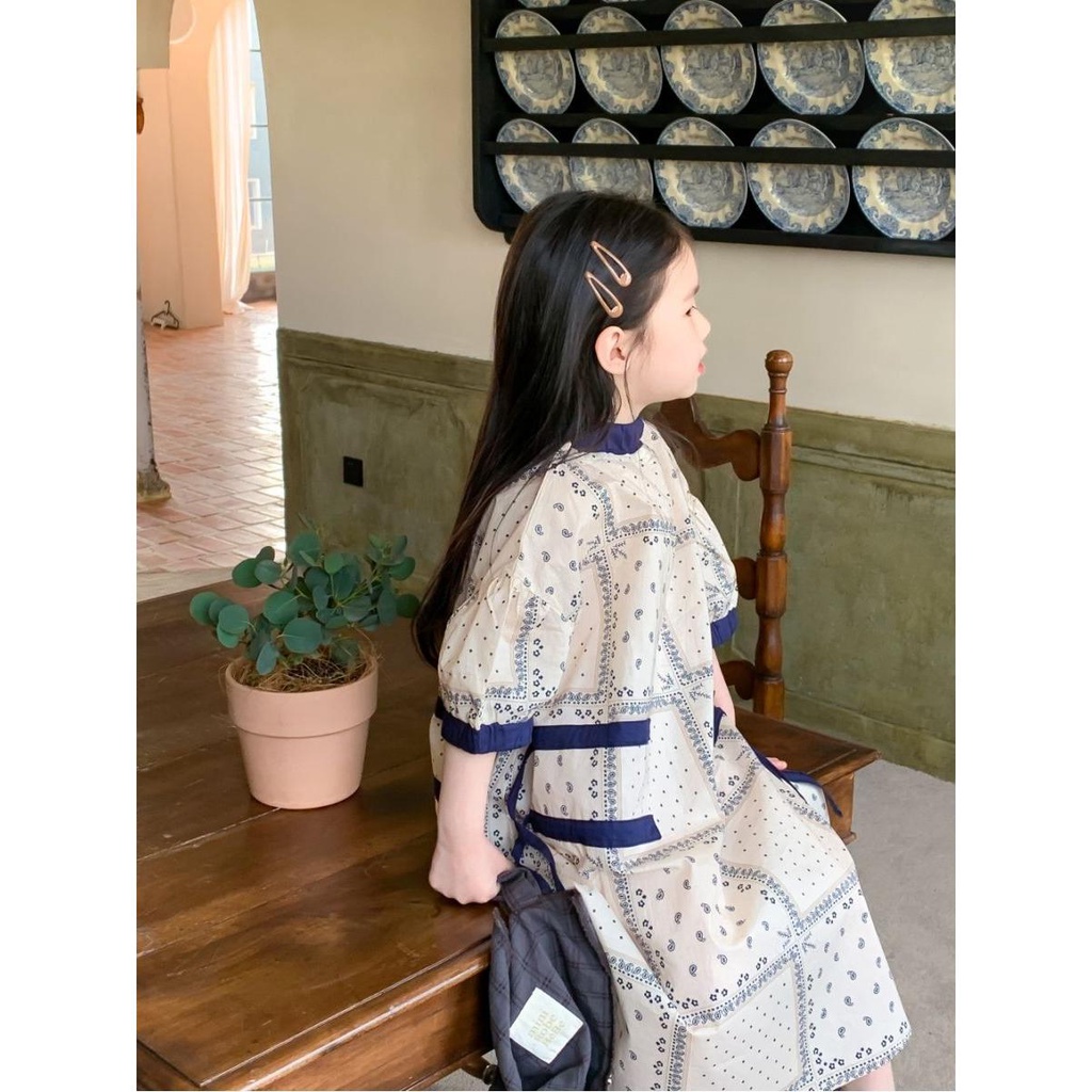 Đầm Dáng Dài In Họa Tiết Phong Cách Hàn Quốc Thời Trang Mùa Hè 2023 Mới Cho Bé Gái